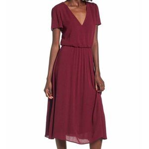 3/$40 Wayf Blouson Burgundy Short Sleeve Midi Dress